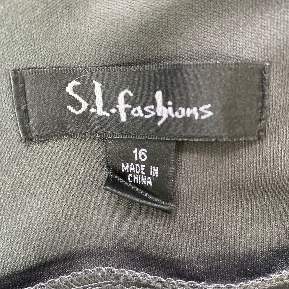 SL Fashions Evening Layered Dress Gray Size 16 - Picture 6 of 6
